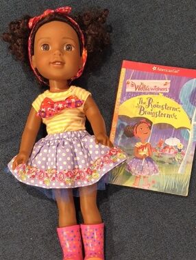 American Girl WellieWishers Kendall Purple Polka Dot Skirt Outfit